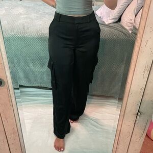 NWT H&M Satin Black Cargo Women pants